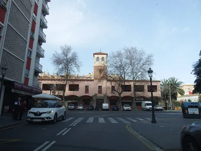 瓦伦西亚Cabanyal市场内部摊位与采买通道的实景资料照片